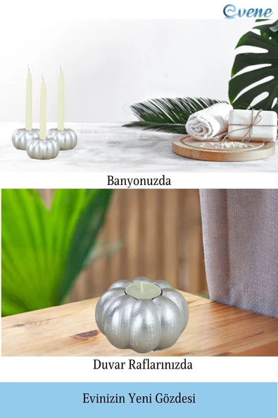 Evene Dekoratif Mumluk Tealight Mumluk Şamdan Mumluk 3 Lü Şamdan Model 34 - Resim 5