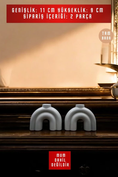 tambana Dekoratif Mumluk Set Şamdan El Yapımı Model 43 - Resim 3