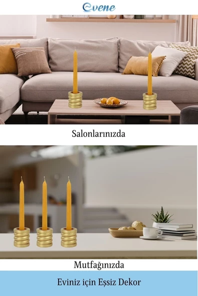 Evene Dekoratif Mumluk Tealight Mumluk Şamdan Mumluk 3 Lü Şamdan Model 27 - 4