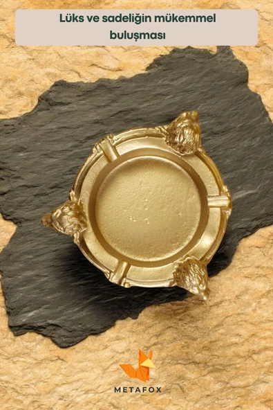 METAFOX Küllük Kül Tablası Sigara Küllüğü Altın Renk Model 7 - Resim 3