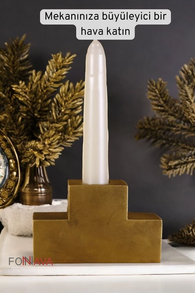Fonnava Şamdan Mumluk Dekoratif Mumluk Tealight Mumluk Altın Eskitme Renk Model 16 - 2