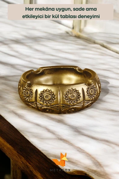 METAFOX Küllük Kül Tablası Sigara Küllüğü Altın Eskitme Renk Model 4 - Resim 5