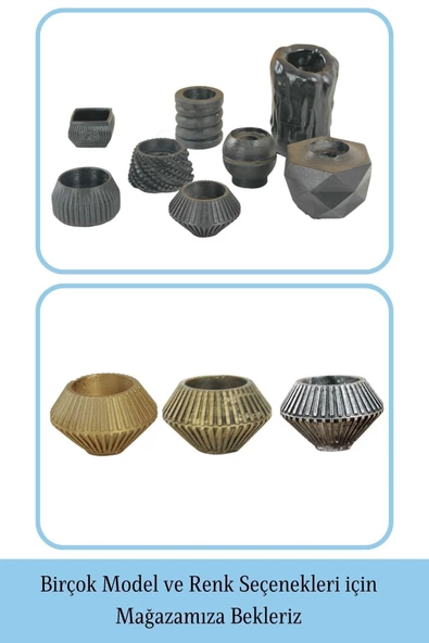 Evene Dekoratif Mumluk Tealight Mumluk Şamdan Mumluk 3 Lü Şamdan Model 37 - Resim 6