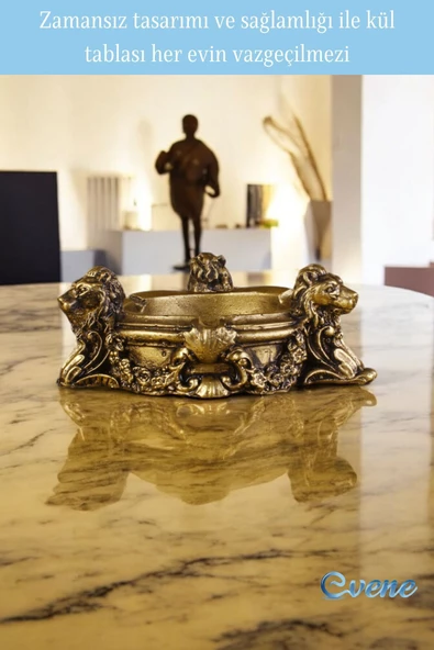 Evene Küllük Altın Eskitme Kül Tablası Dekoratif Küllük Model 7 - Resim 5