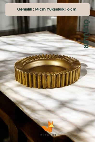 METAFOX Küllük Kül Tablası Sigara Küllüğü Altın Eskitme Renk Model 5 - Resim 4