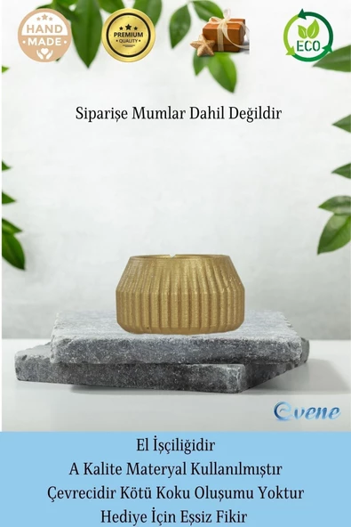 Evene Dekoratif Mumluk Tealight Mumluk Şamdan Mumluk 3 Lü Şamdan Model 38 - Resim 8