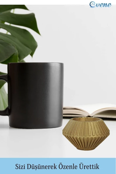 Evene Altın Mumluk Şamdan Tealight Mum Uyumlu Elmas Çizgili Model - 5