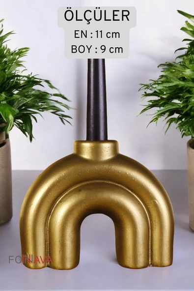 Fonnava Şamdan Mumluk Dekoratif Mumluk Tealight Mumluk Altın Eskitme Renk Model 43 - Resim 6