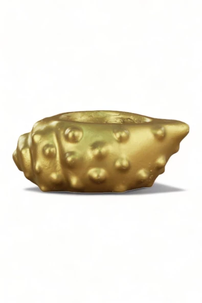 Evene Altın Mumluk Şamdan Tealight Mum Uyumlu Deniz Kabuğu Model ürün görseli 1