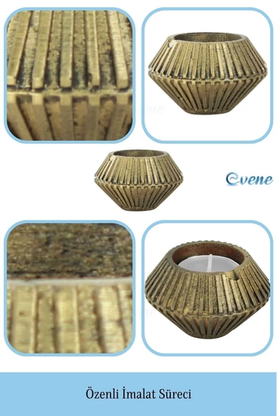 Evene Dekoratif Mumluk Tealight Mumluk Şamdan Mumluk 3 Lü Şamdan Model 37 - Resim 7