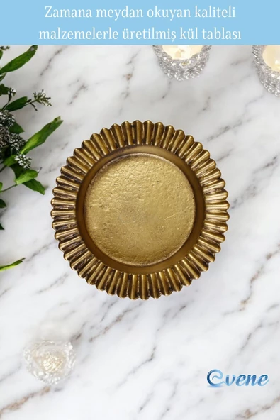 Evene Küllük Altın Eskitme Kül Tablası Dekoratif Küllük Model 5 - Resim 4