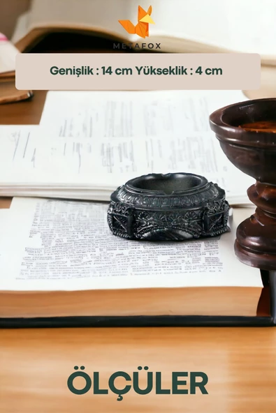 METAFOX Küllük Kül Tablası Sigara Küllüğü Siyah Model 2 - Resim 4
