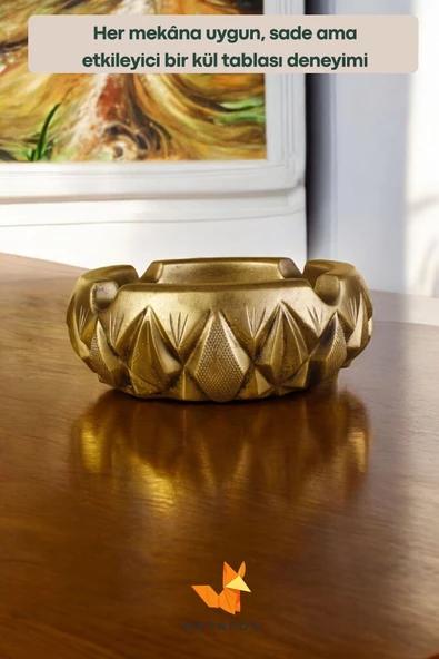 METAFOX Küllük Kül Tablası Sigara Küllüğü Altın Eskitme Renk Model 3 - Resim 5