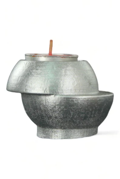 Evene Gümüş Mumluk Şamdan Tealight Ve Ince Mum Uyumlu Kesik Model