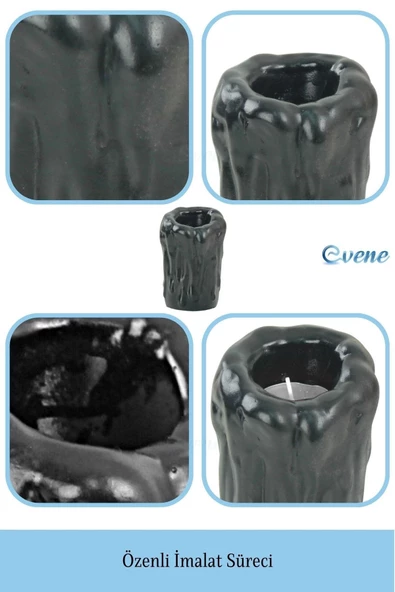 Evene Dekoratif Mumluk Tealight Mumluk Şamdan Mumluk 3 Lü Şamdan Model 43 - Resim 7