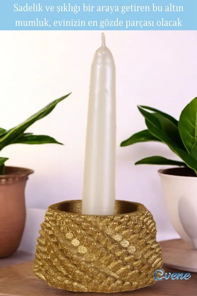 Evene Altın Mumluk Şamdan Tealight Ve Ince Mum Uyumlu Ejderha Yumurtası Model - Resim 4