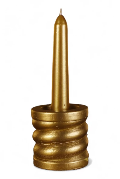 Evene Altın Mumluk Şamdan Tealight Ve Ince Mum Uyumlu Spiral Model ürün görseli 1