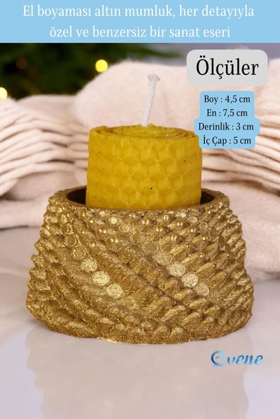 Evene Altın Mumluk Şamdan Tealight Ve Ince Mum Uyumlu Ejderha Yumurtası Model - Resim 2