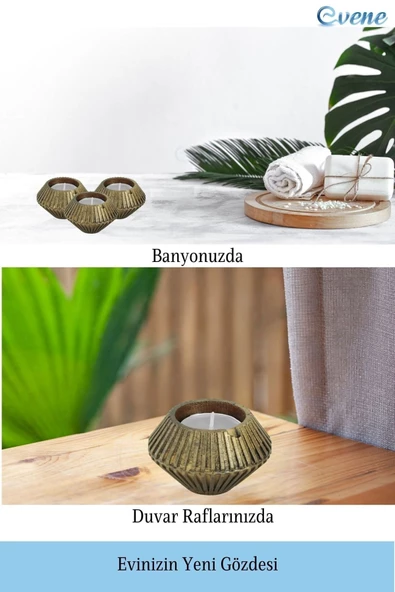Evene Dekoratif Mumluk Tealight Mumluk Şamdan Mumluk 3 Lü Şamdan Model 37 - Resim 5