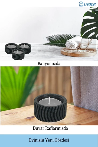 Evene Siyah Mumluk Şamdan Tealight Mum Uyumlu Tekerlek Model - 4