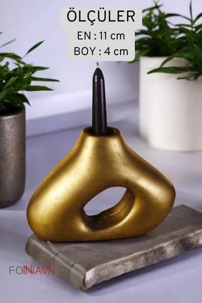 Fonnava Şamdan Mumluk Dekoratif Mumluk Tealight Mumluk Altın Eskitme Renk Model 46 - 5