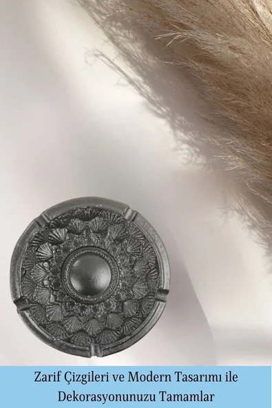 Evene Küllük Siyah Renk Kül Tablası Dekoratif Küllük Istiridye Model - Resim 4