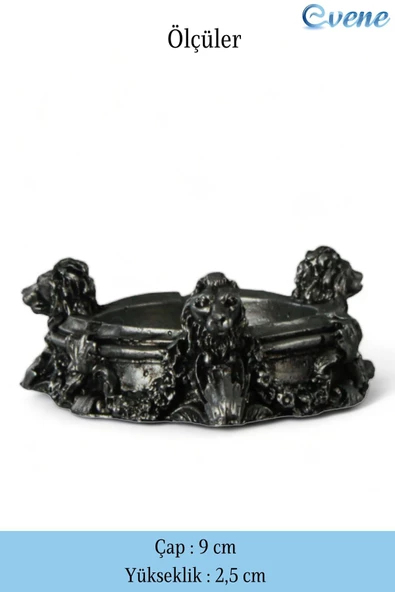 Evene Küllük Gümüş Eskitme Kül Tablası Dekoratif Küllük 4 Adet Model 7 - Resim 2