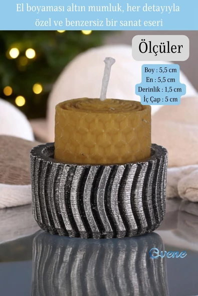 Evene Gümüş Eskitme Mumluk Şamdan Tealight Mum Uyumlu Tekerlek Model - Resim 2