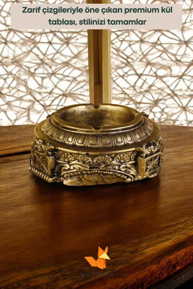 METAFOX Küllük Kül Tablası Sigara Küllüğü Altın Eskitme Renk Model 2 - Resim 2
