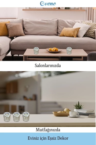Evene Dekoratif Mumluk Tealight Mumluk Şamdan Mumluk 3 Lü Şamdan Model 30 - 4
