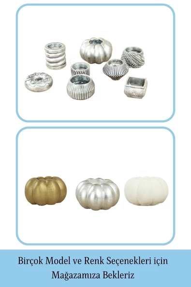 Evene Dekoratif Mumluk Tealight Mumluk Şamdan Mumluk 3 Lü Şamdan Model 34 - 6