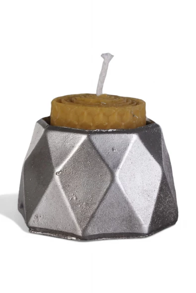 Evene Mumluk Şamdan Ince Mum Uyumlu Gümüş Eskitme Renk Model 45 ürün görseli 1