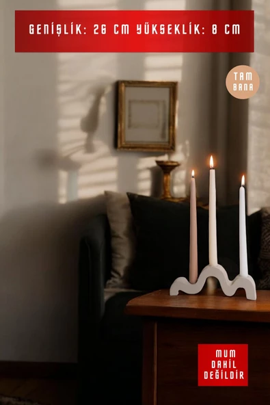 tambana Dekoratif Mumluk Şamdan El Yapımı Açık Gri Model 13 - Resim 3