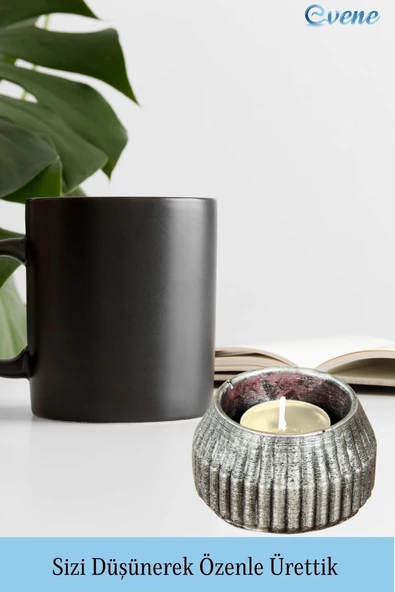 Evene Dekoratif Mumluk Tealight Mumluk Şamdan Mumluk 3 Lü Şamdan Model 38 - Resim 3