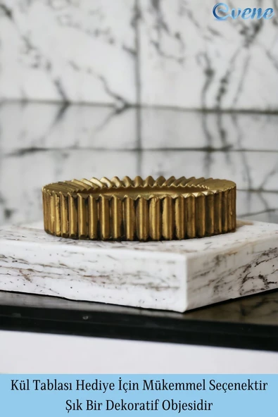 Evene Küllük Altın Eskitme Kül Tablası Dekoratif Küllük 4 Adet Model 5 - Resim 3