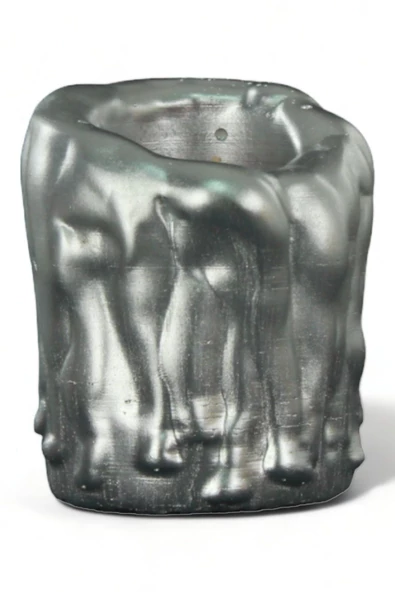 Evene Gümüş Mumluk Şamdan Tealight Mum Uyumlu Orta Erimiş Mum Model