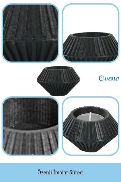 Evene Dekoratif Mumluk Tealight Mumluk Şamdan Mumluk 3 Lü Şamdan Model 37 - Resim 7