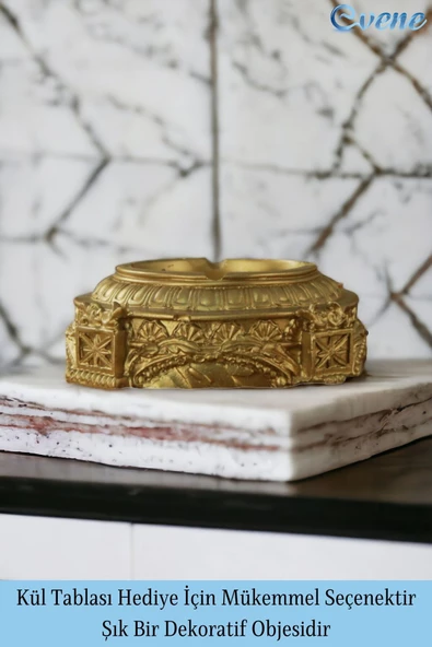 Evene Küllük Altın Kül Tablası Dekoratif Küllük 2 Adet Model 2 - Resim 3