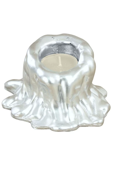 Evene Gümüş Mumluk Şamdan Tealight Mum Uyumlu Küçük Erimiş Mum Model