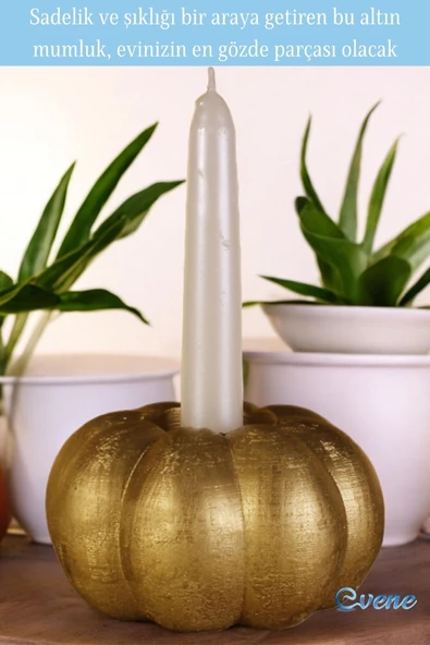 Evene Altın Mumluk Şamdan Tealight Ve Ince Mum Uyumlu Kabak Model - 4