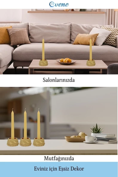 Evene Dekoratif Mumluk Tealight Mumluk Şamdan Mumluk 3 Lü Şamdan Model 40 - 4