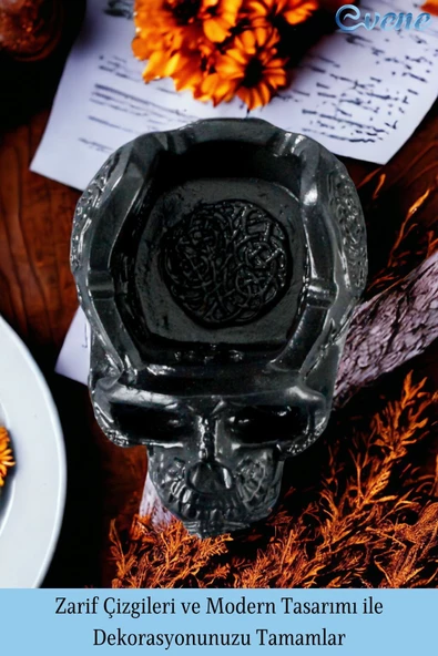 Evene Küllük Siyah Kül Tablası Dekoratif Küllük 2 Adet Model 8 - Resim 4