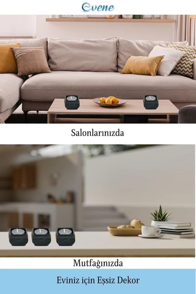 Evene Dekoratif Mumluk Tealight Mumluk Şamdan Mumluk 3 Lü Şamdan Model 28 - 4