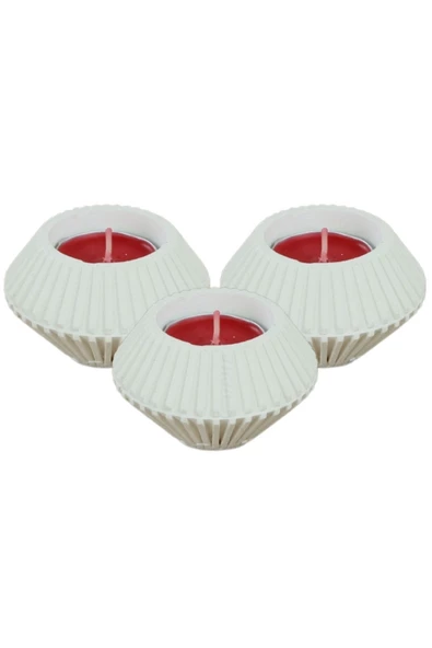 Evene Dekoratif Mumluk Tealight Mumluk Şamdan Mumluk 3 Lü Şamdan Model 37 ürün görseli 1