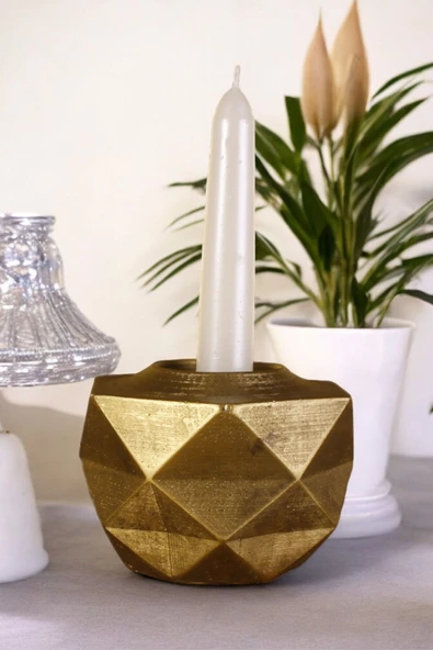 Fonnava Şamdan Mumluk Dekoratif Mumluk Tealight Mumluk Altın Eskitme Renk Model 45