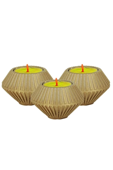 Evene Dekoratif Mumluk Tealight Mumluk Şamdan Mumluk 3 Lü Şamdan Model 37