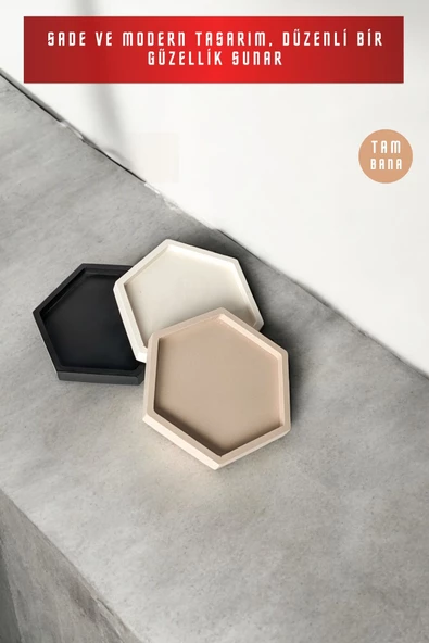 tambana Sunumluk Takı Tabağı Dekoratif Tepsi Obje Seti 3 Parça Model 11 - Resim 4