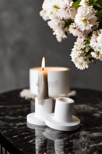 YAYBOX Beton Şamdan Mumluk 2 Li - Resim 2