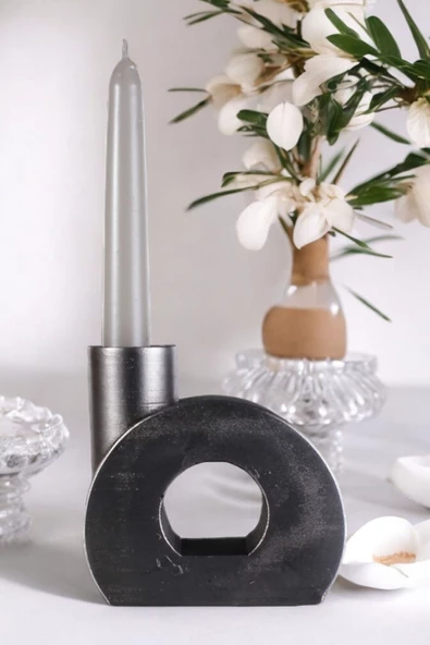 Fonnava Şamdan Mumluk Dekoratif Mumluk Tealight Mumluk Gümüş Eskitme Renk Model 9