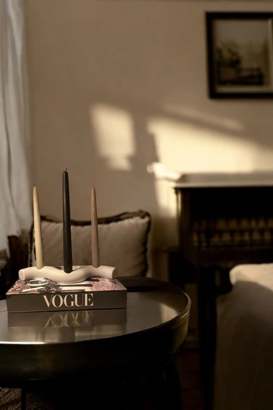 tambana Dekoratif Mumluk Şamdan El Yapımı Bej Model 14